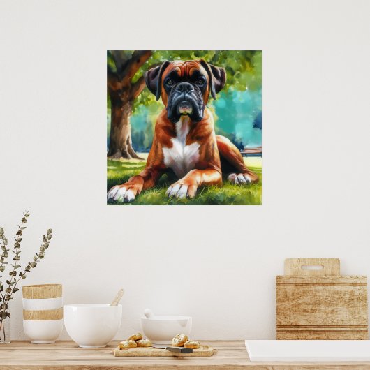 Boxer Dog 🐾Wiggle Butts & Tail Wags Poster (Keuken)