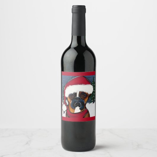 Boxer Dog Wijn Etiket (Voorkant)