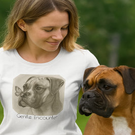 Boxer Dog with Butterfly Gentle Encounter T-shirt