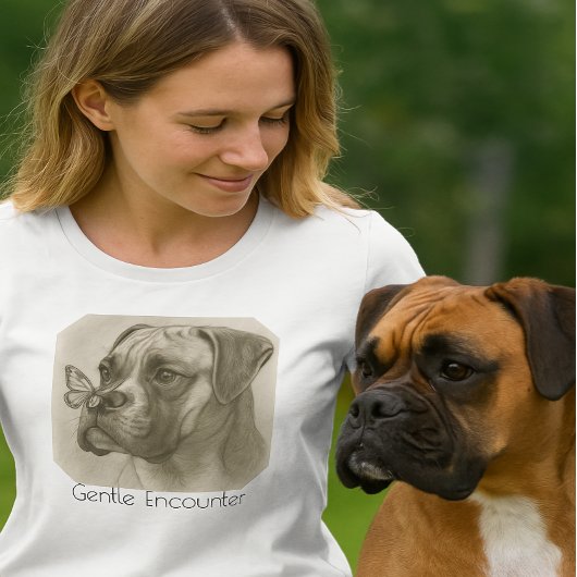 Boxer Dog with Butterfly Gentle Encounter T-shirt