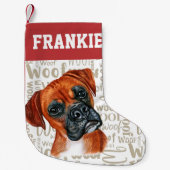 Boxer Dog Wof Print Kerststop Kleine Kerstsok (Voorkant)