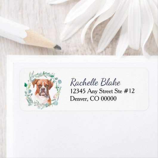 Boxer Dog Wreater Return Address Label (Insitu)