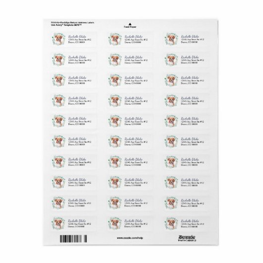 Boxer Dog Wreater Return Address Label (Full Sheet)