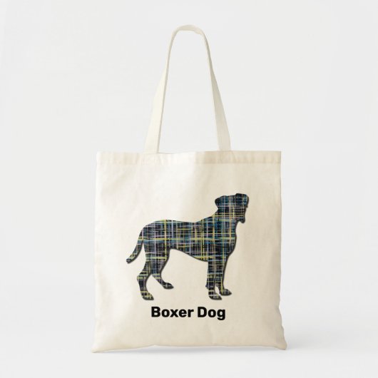 Boxer Dog Yellow & Black Grid Line Tote Bag (Voorkant)