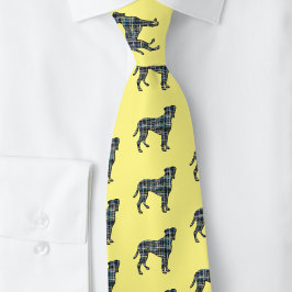 Boxer Dog Yellow & Blue Grid Lines Yellow Stropdas