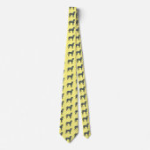 Boxer Dog Yellow & Blue Grid Lines Yellow Stropdas (Voorkant)