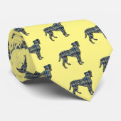 Boxer Dog Yellow & Blue Grid Lines Yellow Stropdas (Opgerold)