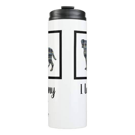 Boxer Dog Yellow & Blue Silhouette Thermosbeker (Voorkant)