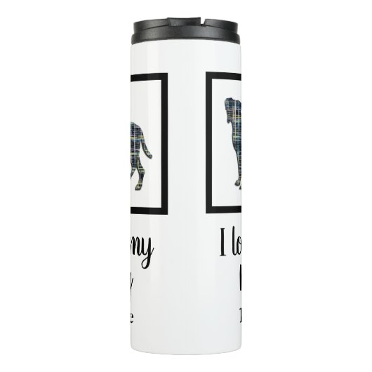 Boxer Dog Yellow & Blue Silhouette Thermosbeker (Achterkant)