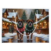 Boxer Dogs Christmas Snow Holiday  Groot Cadeauzakje (Achterkant)