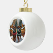 Boxer Dogs Christmas Snow Holiday Keramische Bal Ornament (Rechts)