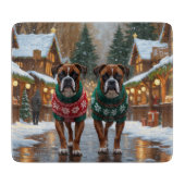 Boxer Dogs Christmas Snow Holiday  Snijplank (Voorkant)