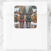 Boxer Dogs Christmas Snow Holiday  Vierkante Sticker (Tas)