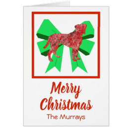 Boxer Dogs Cute Kerstmis Dog & Green Bow Card