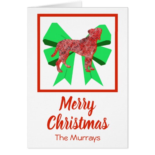 Boxer Dogs Cute Kerstmis Dog & Green Bow Card (Voorkant)