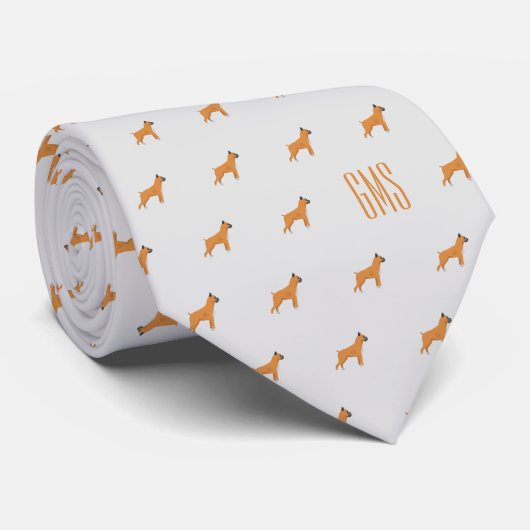 Boxer Dogs Pattern Monogrammed Stropdas (Opgerold)