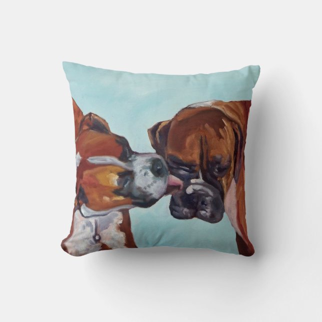 Boxer Dogs Pet Portrait Pillow Kussen (Voorkant)