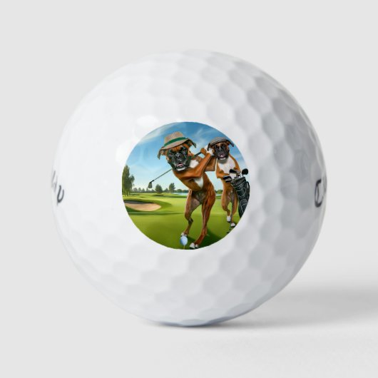 Boxer Dogs Playing Golf Golfballen (Voorkant)