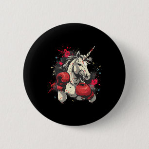Boxer Eenhoorn met Bokshandschoenen Kickboksen Sch Ronde Button 5,7 Cm