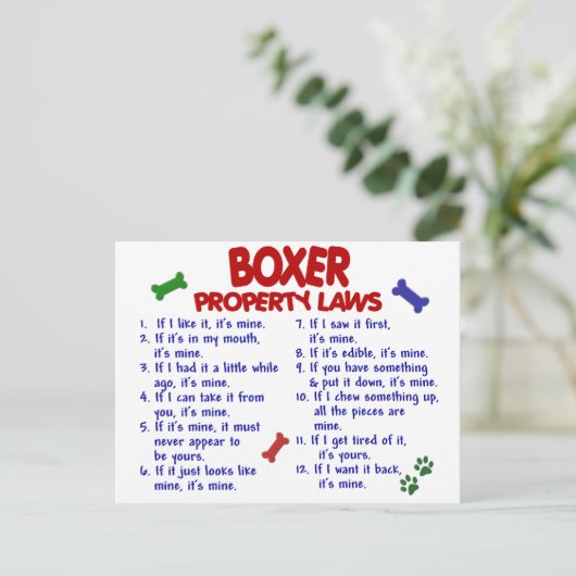 Boxer Eigendomwetten 2 Briefkaart (Staand voorkant)