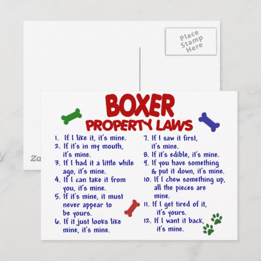 Boxer Eigendomwetten 2 Briefkaart (Voorkant / Achterkant)