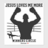 BOXER FIGHTER JESUS LOVES ME MORE - Winnaars Cirke Sticker (Vel)