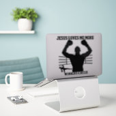 BOXER FIGHTER JESUS LOVES ME MORE - Winnaars Cirke Sticker (Laptop op bureau)