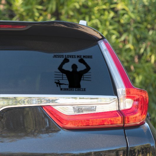 BOXER FIGHTER JESUS LOVES ME MORE - Winnaars Cirke Sticker (Auto Zijkant)