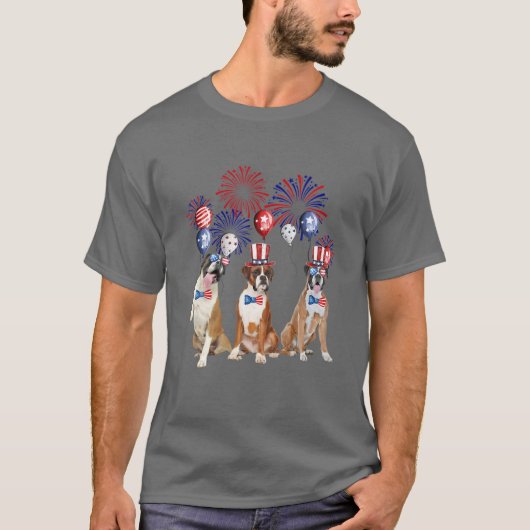 Boxer Fireworks SunAmerica Dog 4e juli T-shirt (Voorkant)