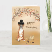 Boxer Funny Pilgrim Pet Thanksgiving Kaart (Voorkant)