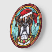 Boxer Gebrandschilderd Glas Kerstmis Grote Klok (Hoek)