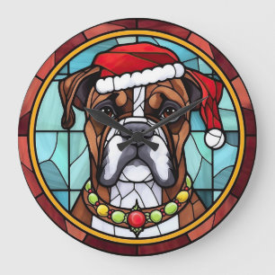 Boxer Gebrandschilderd Glas Kerstmis Grote Klok