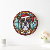 Boxer Gebrandschilderd Glas Kerstmis Grote Klok (Huis)