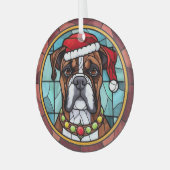 Boxer Gebrandschilderd Glas Kerstmis Ornament (Voorkant links)