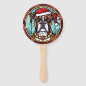 Boxer Gebrandschilderde Glas Kerstmis Handwaaier (Voorkant)