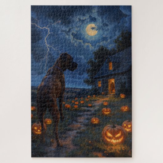 Boxer Geheime Pompoenveld Halloween Kunst Legpuzzel (Verticaal)