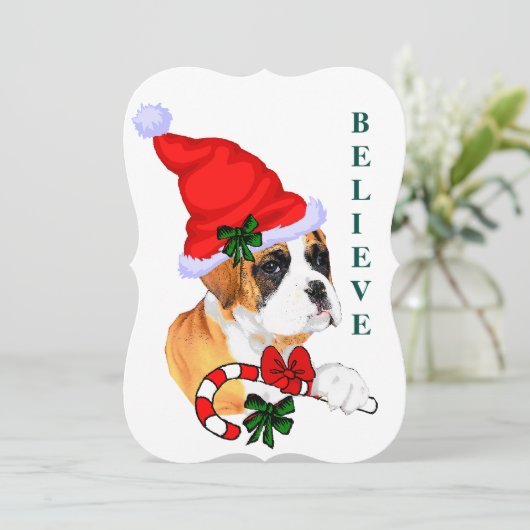 Boxer gelooft in Kerstmis Feestdagenkaart (Staand voorkant)
