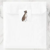 Boxer - gestreept (natuurlijke oren) vierkante sticker (Tas)