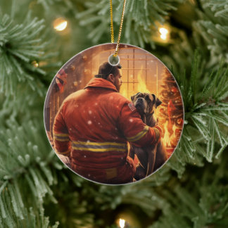 Boxer Gift, Huisdier Gift, Hond Brandweerman, Kers Keramisch Ornament