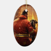 Boxer Gift, Huisdier Gift, Hond Brandweerman, Kers Keramisch Ornament (Rechts)