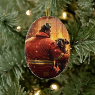 Boxer Gift, Huisdier Gift, Hond Brandweerman, Kers Keramisch Ornament