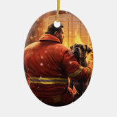 Boxer Gift, Huisdier Gift, Hond Brandweerman, Kers Keramisch Ornament (Voorkant)