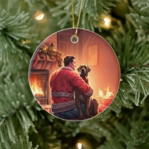 Boxer Gift, Huisdier Gift, Hond Brandweerman, Kers Keramisch Ornament