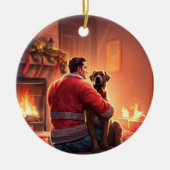 Boxer Gift, Huisdier Gift, Hond Brandweerman, Kers Keramisch Ornament (Voorkant)