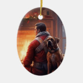 Boxer Gift, Huisdier Gift, Hond Brandweerman, Kers Keramisch Ornament (Voorkant)