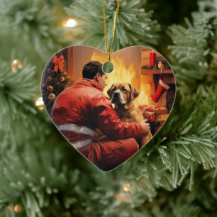 Boxer Gift, Huisdier Gift, Hond Brandweerman, Kers Keramisch Ornament
