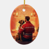 Boxer Gift, Huisdier Gift, Hond Brandweerman, Kers Keramisch Ornament (Voorkant)