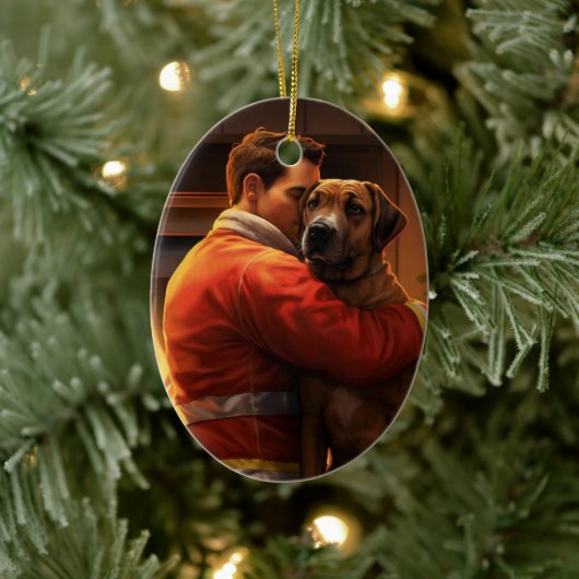 Boxer Gift, Huisdier Gift, Hond Brandweerman, Kers Keramisch Ornament (Boom)