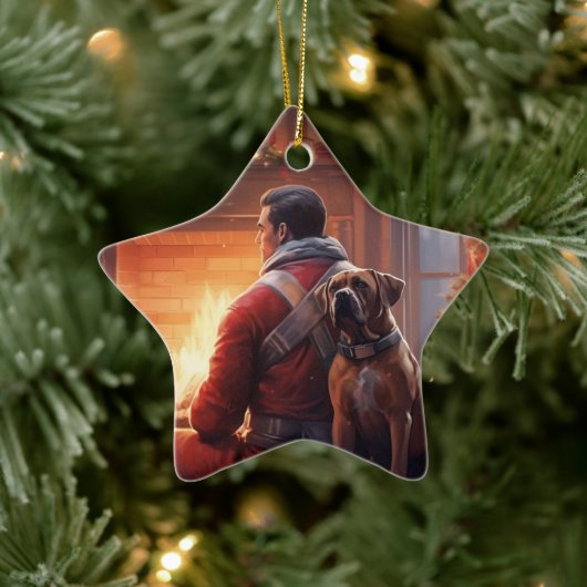 Boxer Gift, Huisdier Gift, Hond Brandweerman, Kers Keramisch Ornament (Boom)