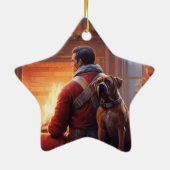 Boxer Gift, Huisdier Gift, Hond Brandweerman, Kers Keramisch Ornament (Achterkant)